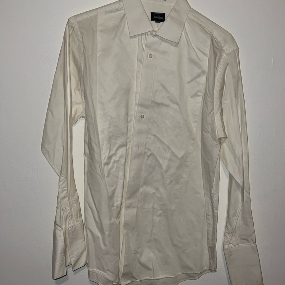 Neiman Marcus Button down tuxedo dress shirt - white